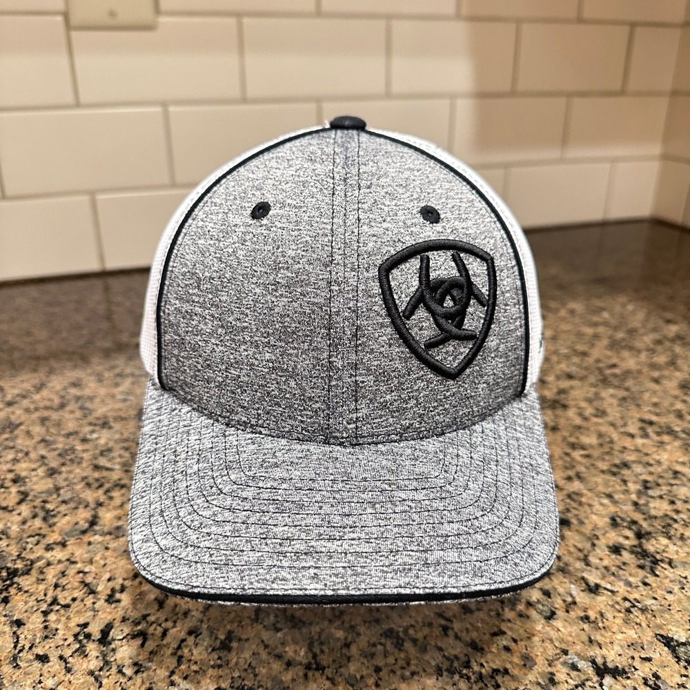 Ariat Trucker Hat Snapback Men's Heather Grey White Black Logo